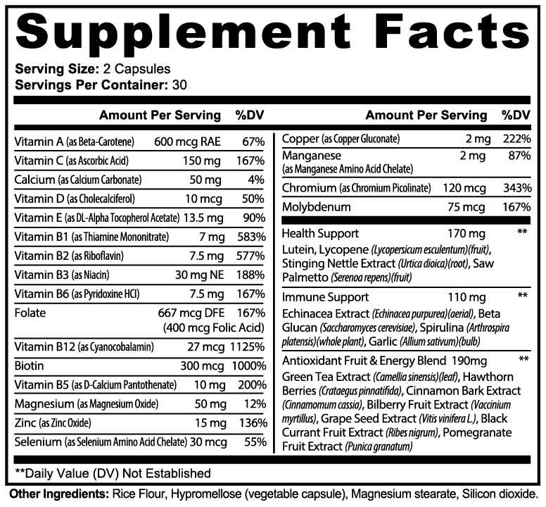 Complete Multivitamin for Men & Women – Immune, Energy, Antioxidant & Prostate Support