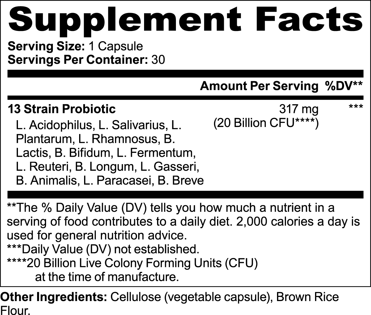 Probiotic Complex – 20 Billion CFU, 13 Strains for Digestive Balance & Immune Health